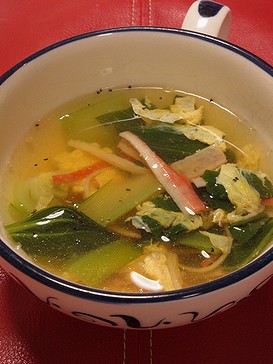 20211025 青梗菜とかにかまの中華スープ