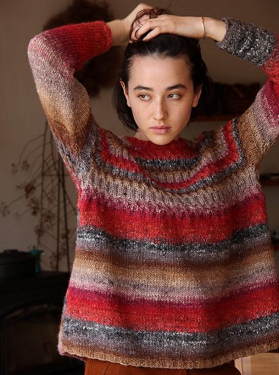 2043シルクガーデンラグラン袖と模様編みのセーター
