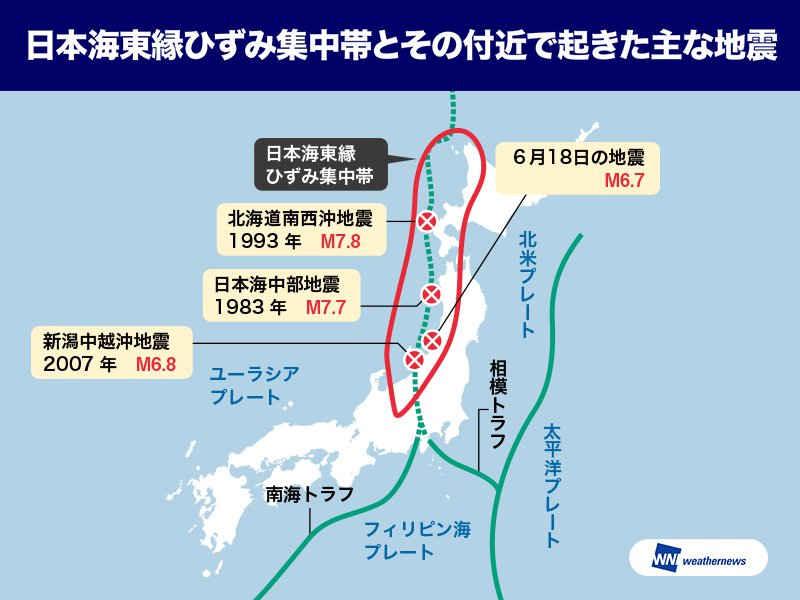 weathernews日本海側での過去地震