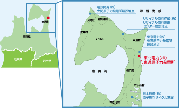 東北電力原子力発電所マップ