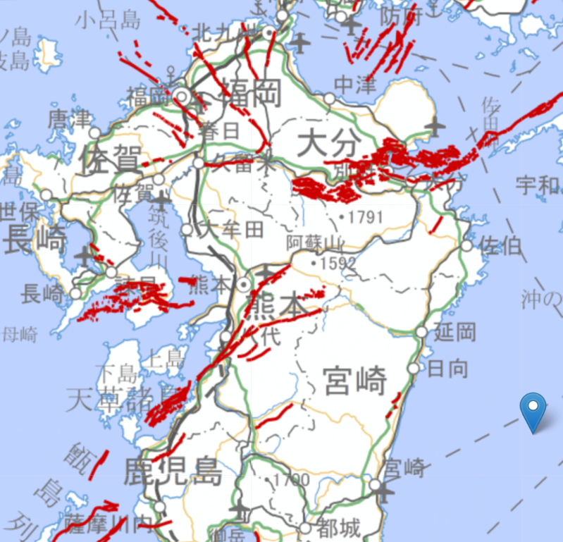 九州の起震断層