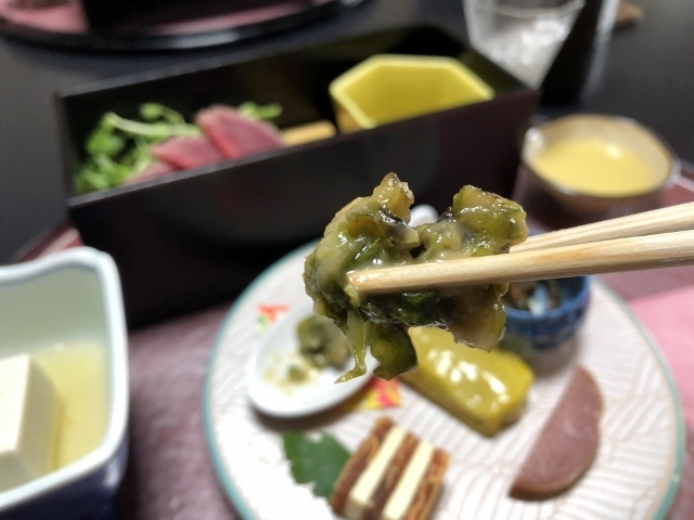 湯川屋　夕食　前菜　タケノコの山椒和え